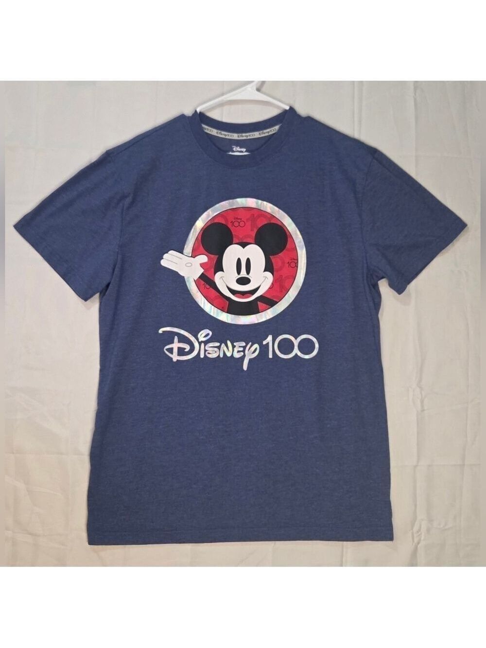 Disney 100 Mickey Mouse Graphic Tee Blue Anniversary Shirt Size L